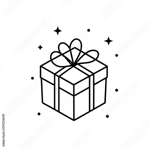 Gift box with bow and sparkles