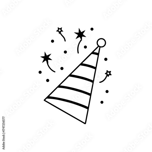 Party hat with stars and dots