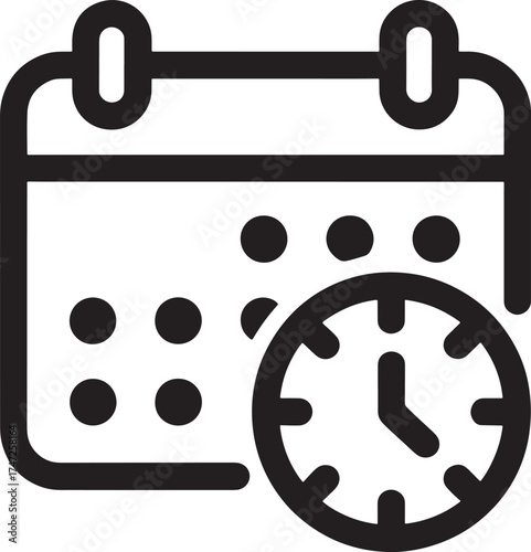 Calendar and clock icon representing scheduling appointments or time management planning schedule