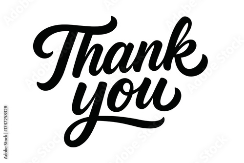 Thank you hand lettering vector illustration. Calligraphy script typography design. Isolated gratitude quote for greeting card, banner, poster. Appreciation message text element.