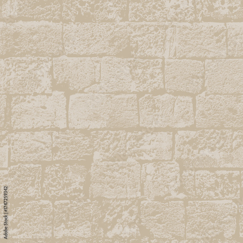 Vector seamless pattern or background with realistic brick wall, stone. On the theme of construction, funeral services. Old shell rock with holes. Wallpaper, tile, fabric, tombstone,  memorial. No ai