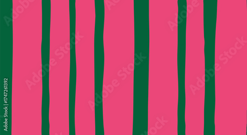 Bold Vertical Stripes: Pink and Green Hand-Drawn Pattern