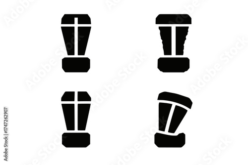 Set of four black blender icon silhouettes on white background