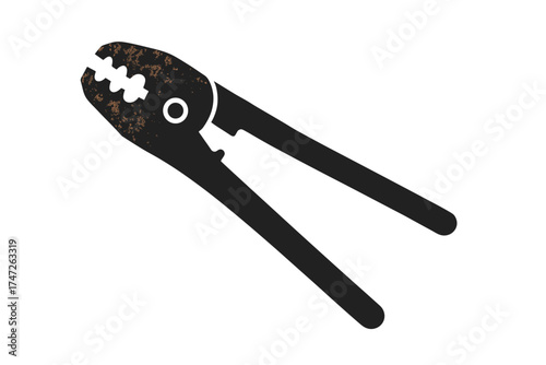 Black metal pliers with textured handles on white background