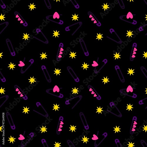 Cartoon sewing seamless buttons and scissors and pins pattern for wrapping paper and fabrics and linens and hobbies