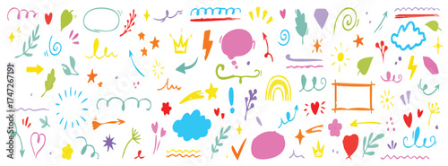 Wallpaper Mural "Colorful Doodle Vector Pack – Stars, Hearts, Arrows & Abstract Elements" Torontodigital.ca