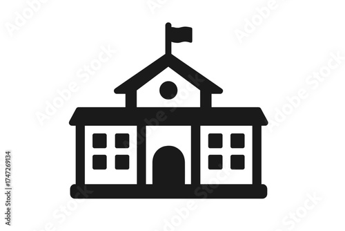 School building vector icon. University or college symbol. Concept for higher education, academy, and learning. Architecture element for campus graphic design isolated on white