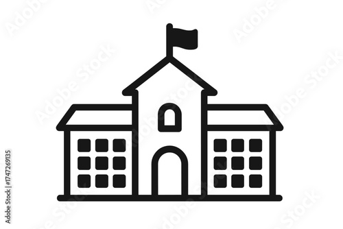 School building line icon. College or university symbol. Education, learning concept. Vector pictogram of an academy, campus, library or institute. Public institution sign.