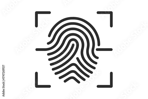 Fingerprint scan vector icon. Thumbprint for biometric identification. Security technology for access, authentication, and verification. Touch ID concept for data privacy.