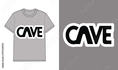 Gray t shirt with cave logo graphic clothing apparel