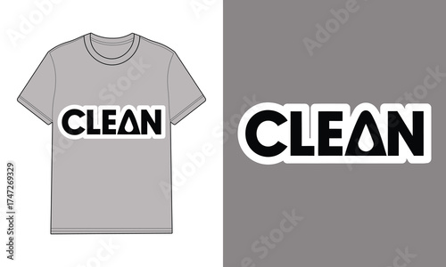 Gray t shirt with clean text water droplet tshirt graphic