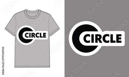 Gray T shirt with circle logo text clothing apparel