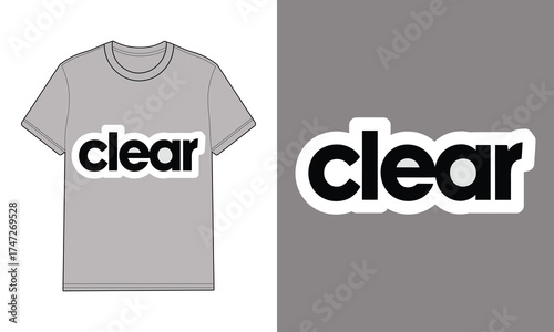 Gray t shirt with clear text logo clothing apparel