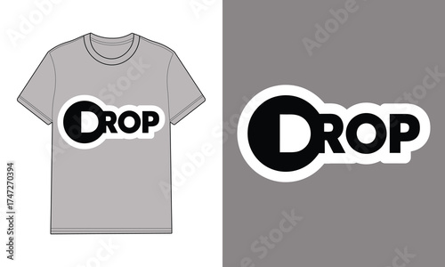 Gray t shirt with drop logo gray backgrounds mockup