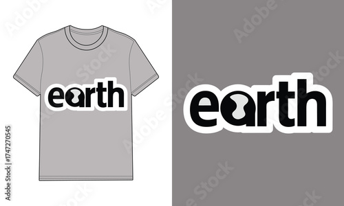 Gray t shirt with earth text graphic separate graphic clothing apparel