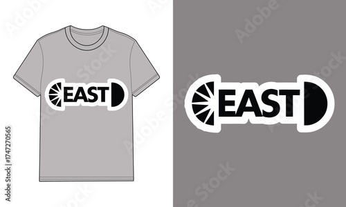 Gray t shirt with east logo graphic t-shirt clothing