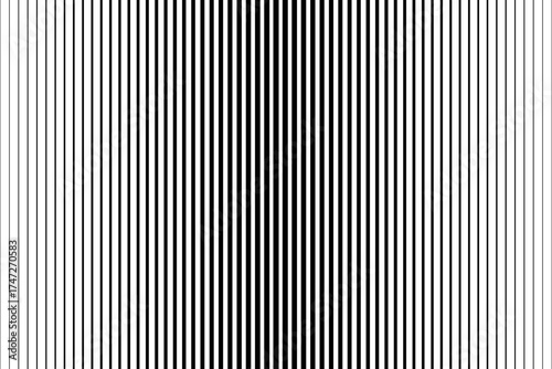 Striped halftone gradient texture with fading vertical lines. Repeating black pattern backdrop for overlay, print, poster, or cover. Modern abstract parallel line wallpaper for graphic design projects
