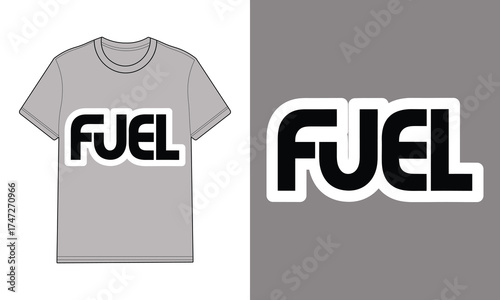 Gray t shirt with F U E L text logo gray backgrounds fuel graphic