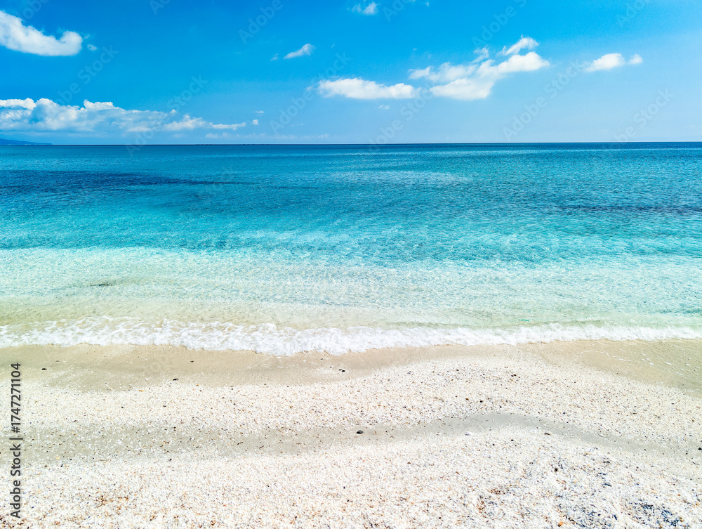 Fototapeta premium Aerial drone view of Pazzona Beach and Salt Lagoon, North Sardinia