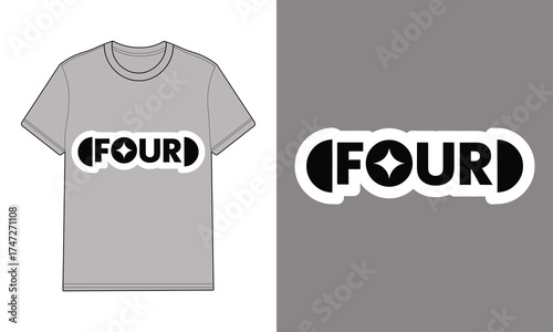 Gray t shirt with four point star logo clothing apparel