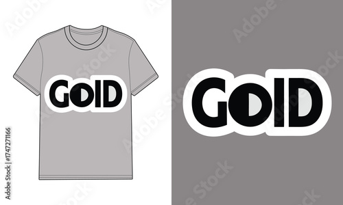 Gray t shirt with G O I D graphic gray backgrounds text