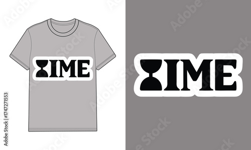 Gray T Shirt with Hourglass I M E Text Graphic grey clothing