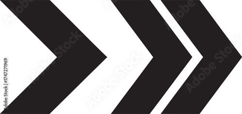 Three black arrows pointing right on white background Keywords: arrow, right, direction, forward