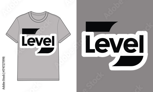 Gray t shirt with level graphic design mockup