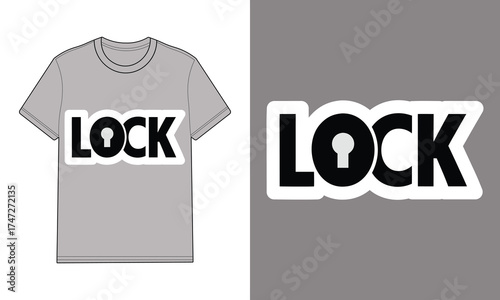 Gray t shirt with lock typography graphic design mockup