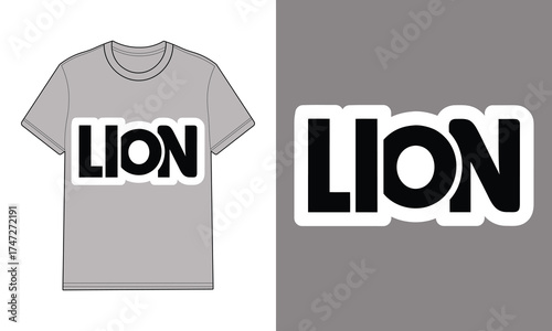 Gray t shirt with lion text graphic separate text graphic clothing apparel