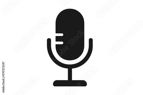 Vector microphone icon design with transparent background, minimalist audio recording symbol, simple microphone vector illustration, sound recording, podcast, studio equipment, voice communication