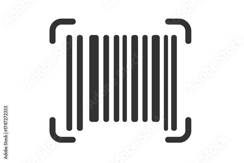 Modern barcode icon vector illustration with scanning frame, digital product code symbol, technology background, transparent design for ecommerce and retail use