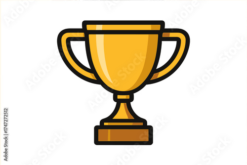 Golden trophy cup icon vector illustration, winner award symbol with shiny golden color and transparent background, achievement and victory concept, prize and success celebration design