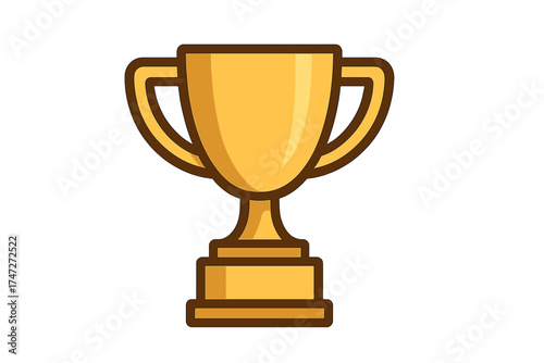 Gold trophy cup icon vector illustration with transparent background, award success symbol, champion prize, winner recognition, victory celebration element design, achievement reward graphic