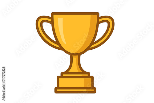 Golden trophy cup illustration, winner award symbol, victory celebration, champion prize icon with shiny gold finish, sports and achievement success vector graphic