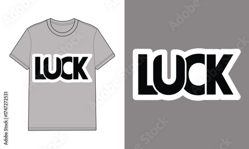 Gray t shirt with luck text graphic mockup
