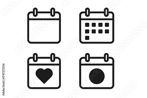 Modern vector TV set icon collection with transparent background, ordered set of minimalist television silhouette illustrations, digital screen graphics for user interface and multimedia designs