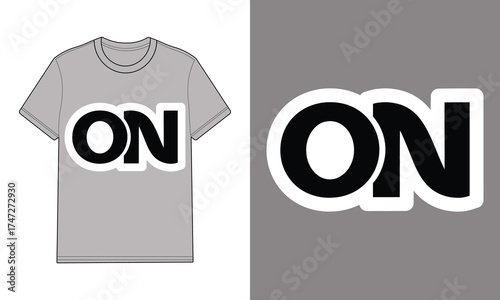 Gray t shirt with O N text graphic clothing apparel