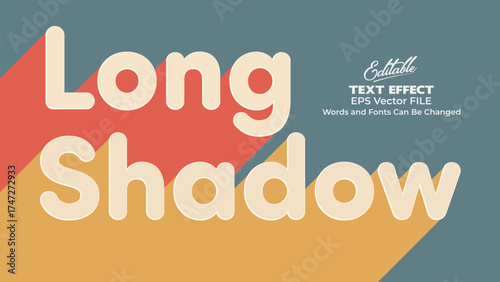 Long shadow text effect editable vector file with customizable words and fonts for graphic design projects