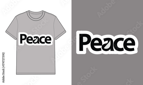 Gray t shirt with peace text graphic mockup 1