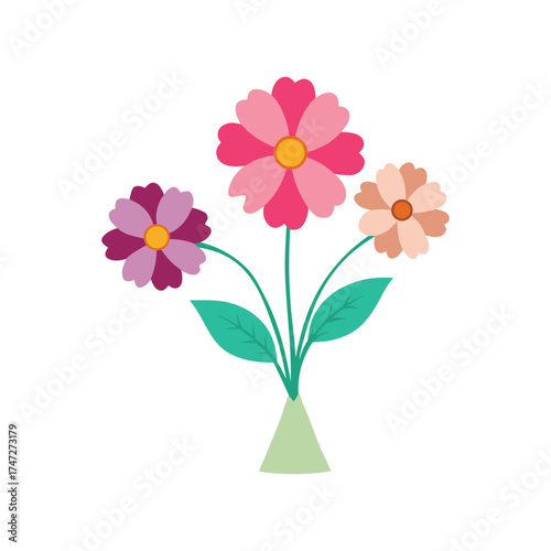 simple cosmos flower bouquet vector illustration
