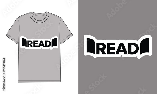 Gray t shirt with read book graphic mockup