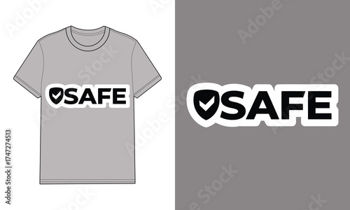 Gray T Shirt with S A F E Logo Shield Icon clothing apparel