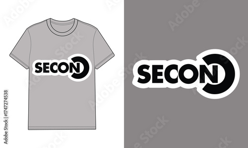 Gray t shirt with S E C O N logo design text