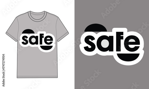 Gray t shirt with safe typography graphic mockup