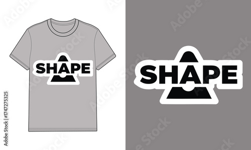 Gray t shirt with shape logo graphic clothing apparel