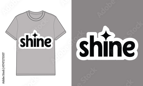 Gray t shirt with shine text graphic clothing apparel