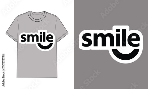 Gray t shirt with smile logo graphic clothing apparel