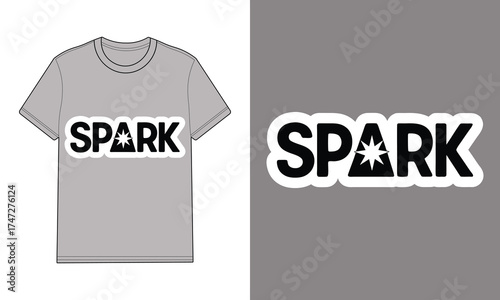 Gray t shirt with spark text logo gray t-shirt clothing