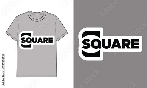 Gray t shirt with square logo graphic clothing apparel